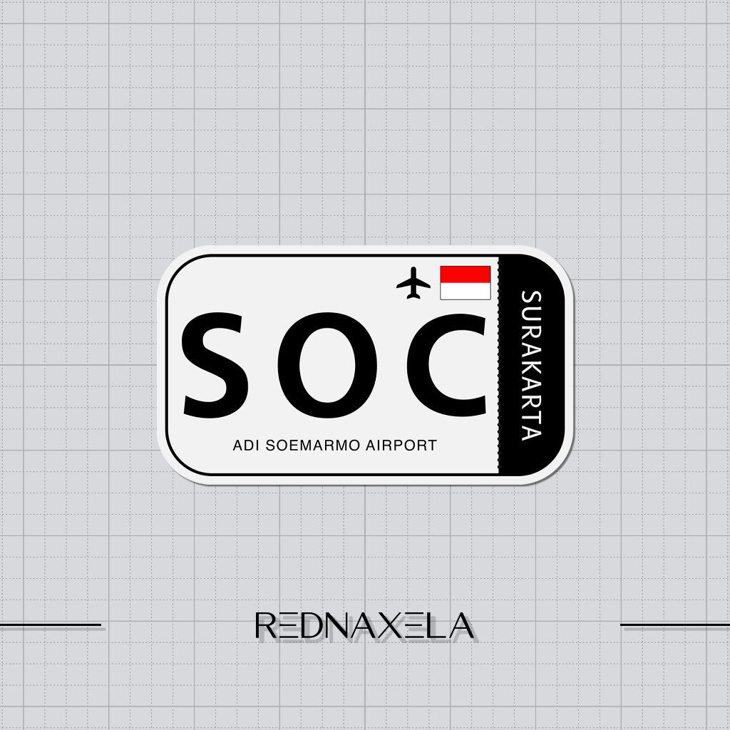 

Stiker Vinyl Adi Soemarmo Airport Code SOC Sign Sticker