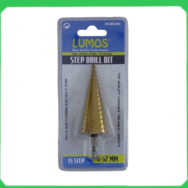 mata bor pagoda 4-32mm lumos / mata bor pagoda spiral / mata bor pagoda kuningan / mata bor kerucut 