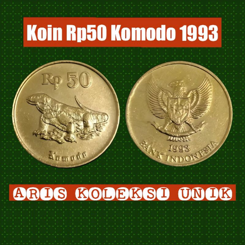 koin 50 rupiah komodo tahun 1991 - 1998 kinclong