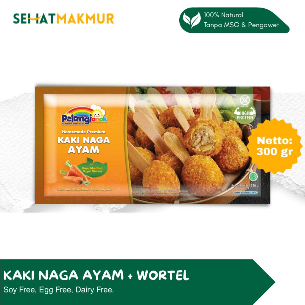 

Pelangi Healthy Frozen Food - Kaki Naga Ayam + Wortel (Organik Tanpa Pengawet & MSG)
