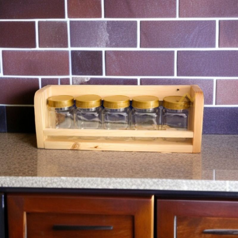 rak bumbu + rak toples kopi + rak gantung estetik