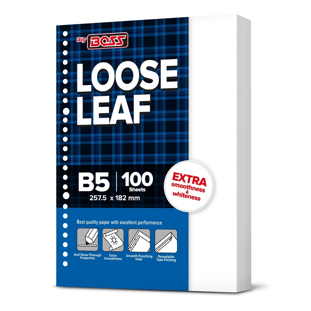 

BigBoss Loose Leaf B5 Polos 100 Lembar - Kertas Binder