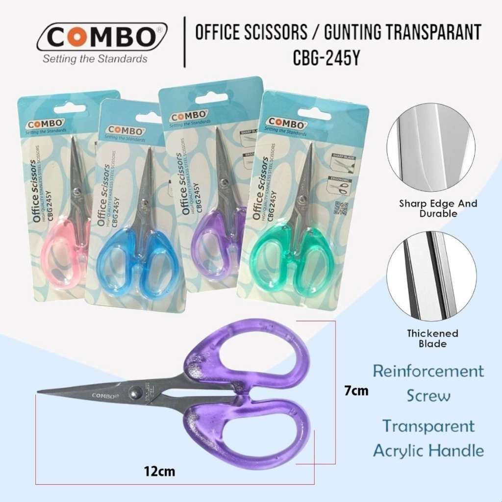 

1 LSN / 12 Pcs Scissors / Gunting Combo CBG-245Y 12cm