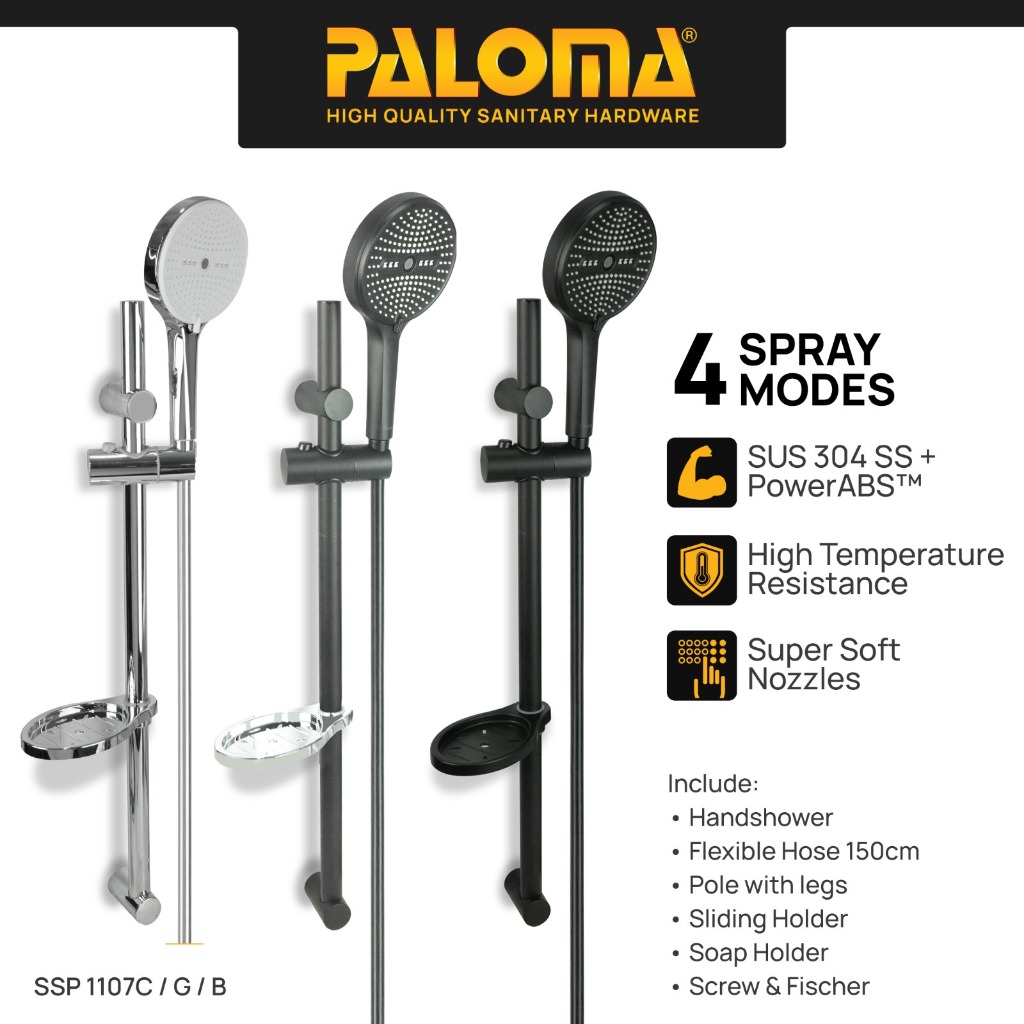 PALOMA SSP 1107 Shower Set Tiang Handshower Mandi Hand Shower Head Kepala Shower Genggam Pole Bar 4 