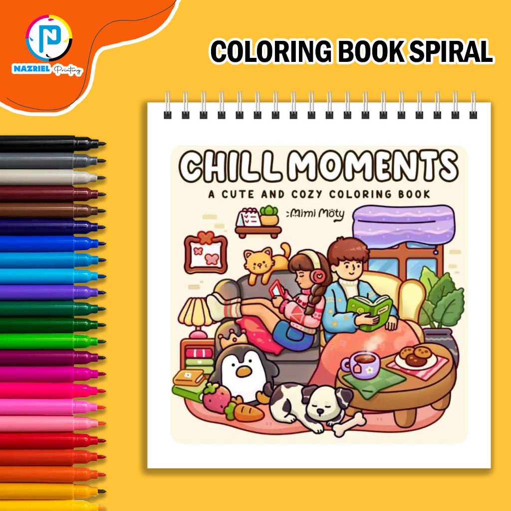 

Chill Moments - Mimi Moty 38 Page Coloring Book Buku Mewarnai Spiral