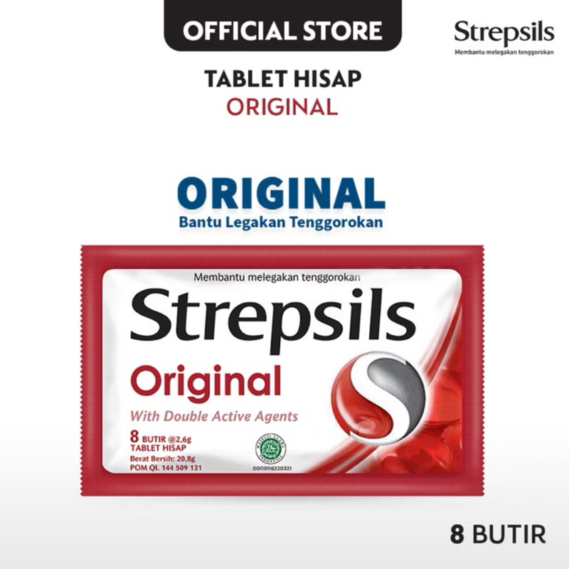

Strepsils Original isi 8 butir x 12 Sachet - Permen Pelega Tenggorokan Rasa Original