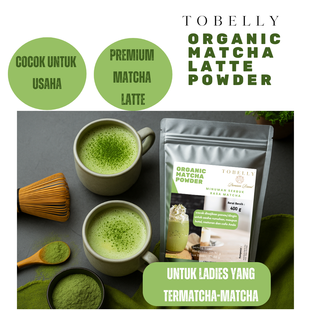 

[Premium] Bubuk Minuman Matcha Latte Jepang Powder 400gr Tobelly – Siap Seduh, Creamy, Cocok untuk Cafe & Rumahan