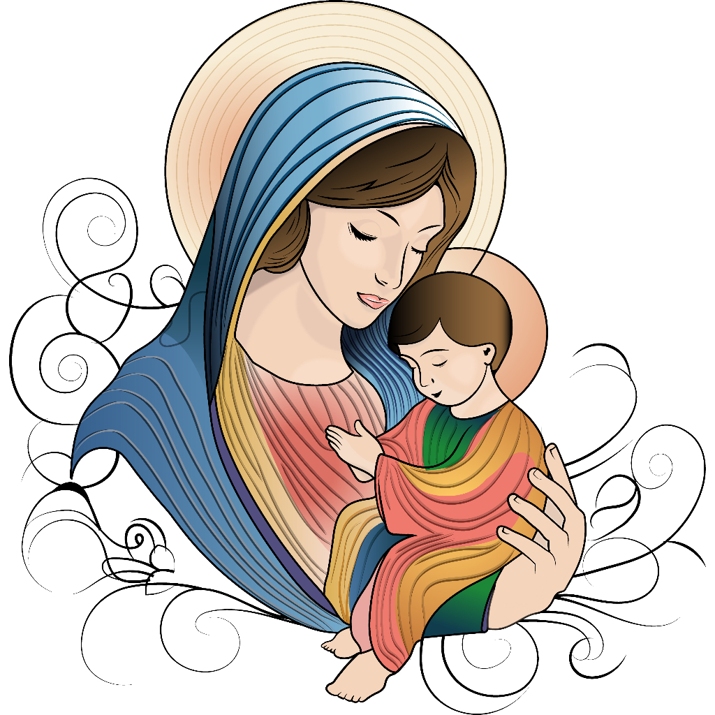 Kaos T-Shirt Dewasa/Anak Rohani "Bunda Maria dan Yesus" Katholik Bunda Maria Keren