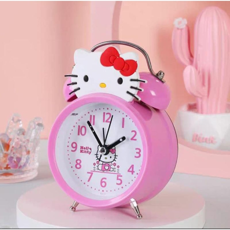 JAM WEKER KARAKTER ANAK HELLO KITTY ALARM BUNYI NYARING JAM MEJA DEKORASI MEJA