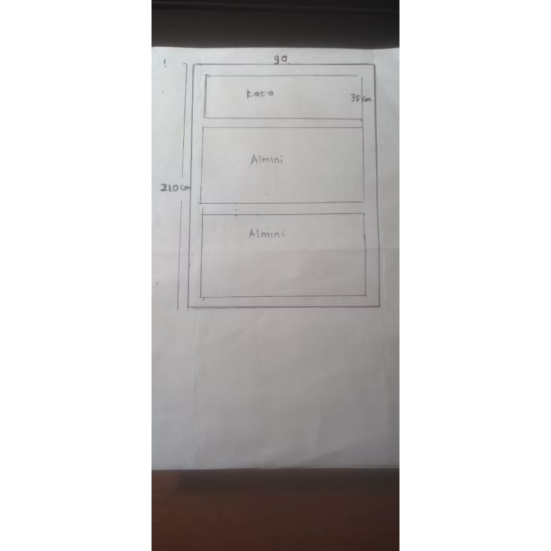 kusen pintu alumunium kombinasi kaca 210x90