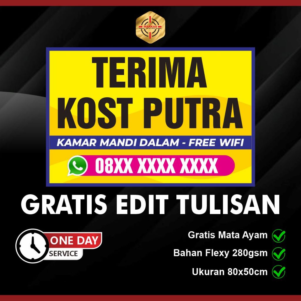 [ 150x100 ] Print Banner / Spanduk Terima Kost / Kontrakan Kosong