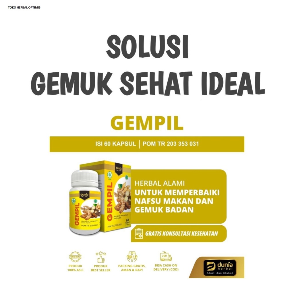 

GEMPIL Obat Herbal Jamu Gemuk Badan Penambah Nafsu makan Dewasa Penggemuk Kapsul Original Bpom