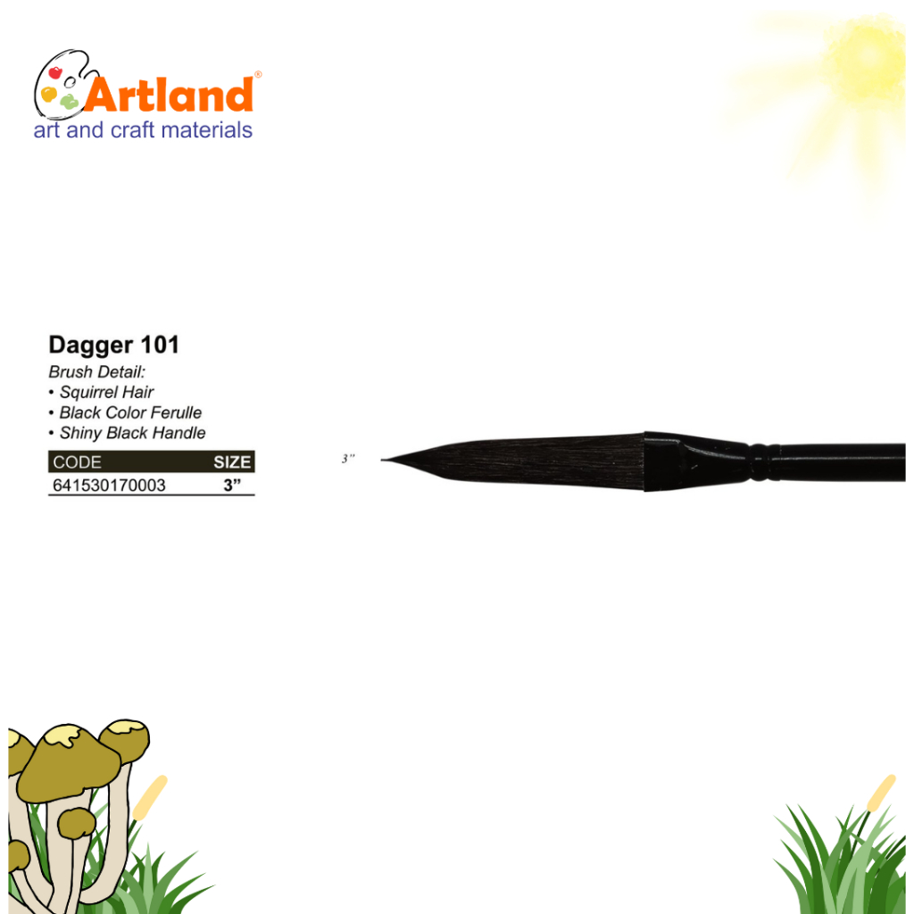 

Kuas Lukis De Goya Dagger – Bulu Squirrel, Ferrule Hitam, Gagang Hitam Mengkilap