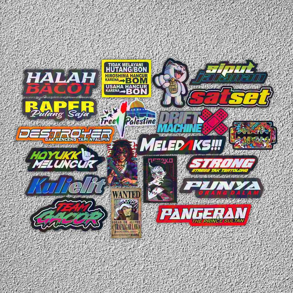 

Sticker Hologram, Sticker Motor Racing Hologram, Stiker Kata Kata Viral, Sticker Helm, Sticker Laptop keren Pack Sticker Aestetik stiker motor dan helm stiker estetik