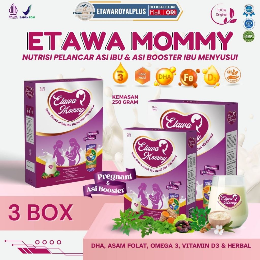 

Etawamommy Booster ASI Untuk Susu Ibu Menyusui Anak paket 3 Box kemasan 250gram