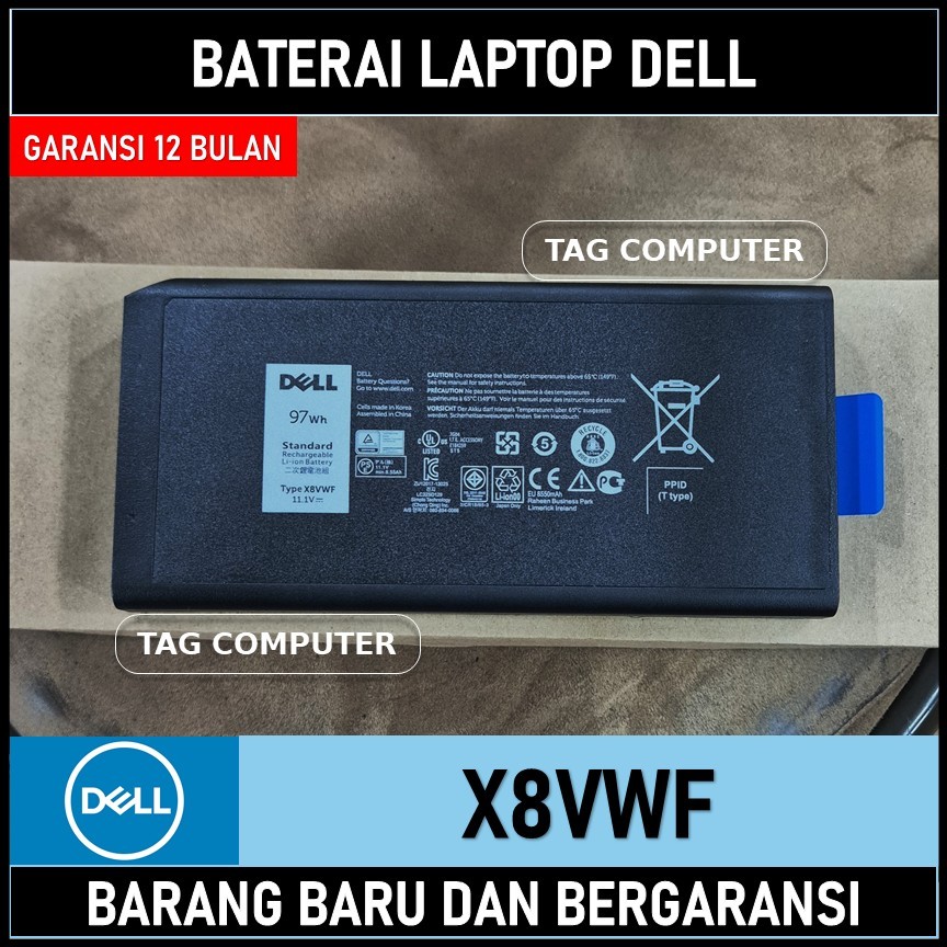 BATERAI LAPTOP DELL LATITUDE 14 RUGGED EXTREME 5404 7404 5414 X8VWF