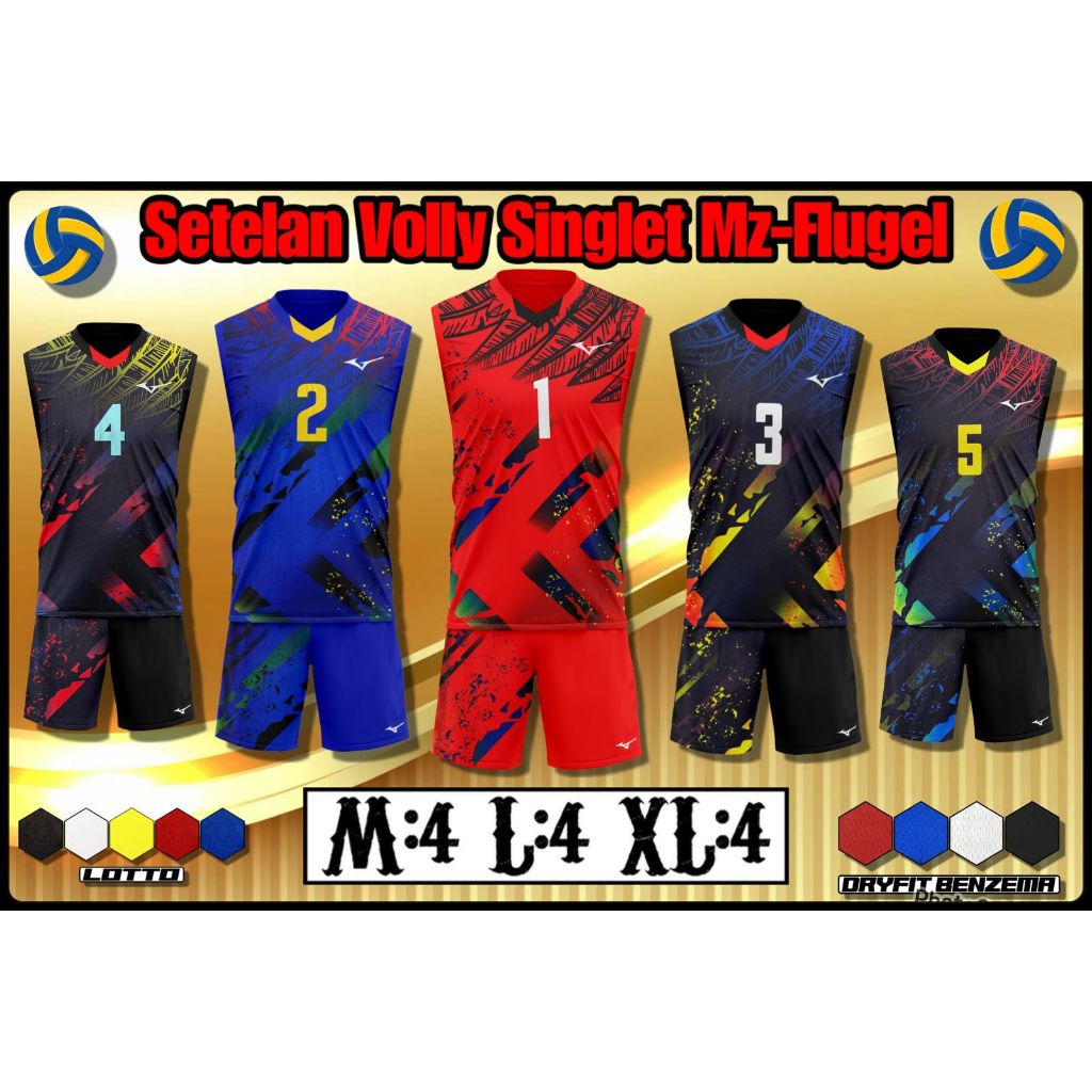 MZ FLUGEL - Setelan Singlet Voli / Setelan Volly / Kaos Voli / Baju Voli / Setelan Olahraga