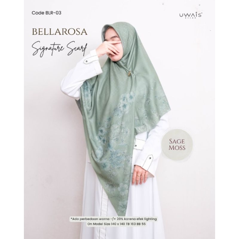 Bellarosa Scarf New Collection by Uwais Hijab Jilbab Segi Empat Ultrafine Voal Motif Bunga Jumbo Sya