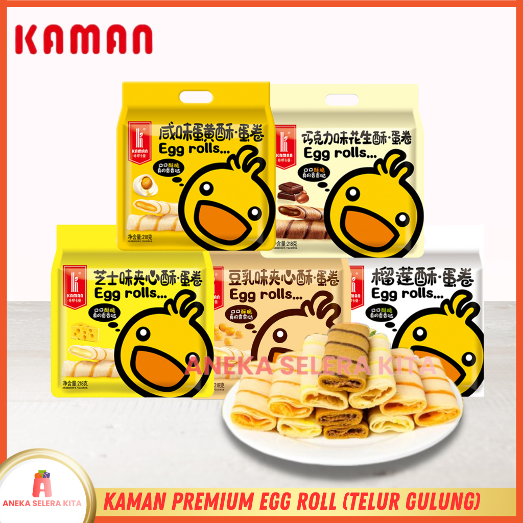

Kaman Crispy Egg Roll Rasa Salted Egg, Cheese & Durian / Cemilan Makanan Ringan Semprong 218gr