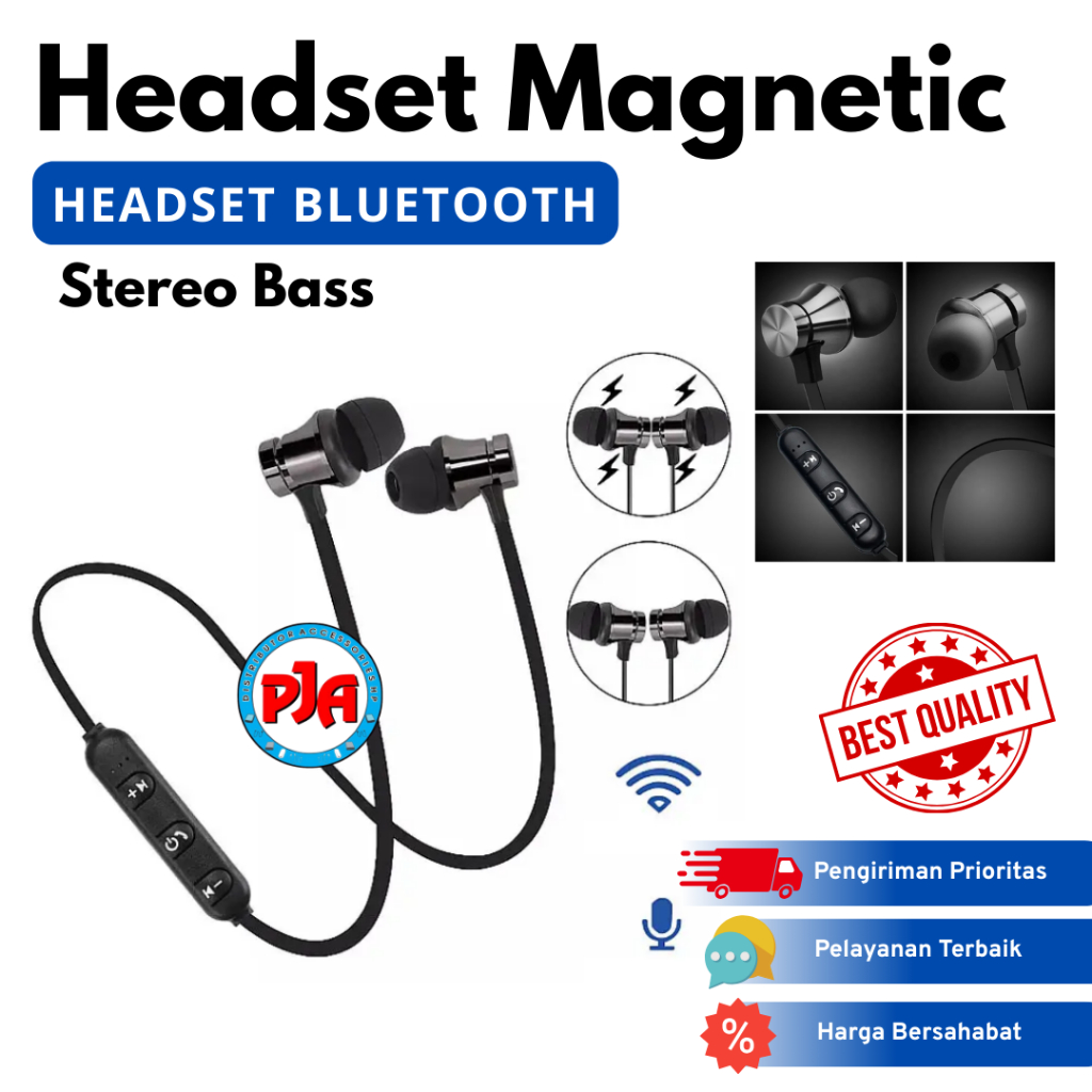 Headset Bluetooth Magnetic Earphone Kabel Sport Earphone Bluetooth Super Bass Kualitas