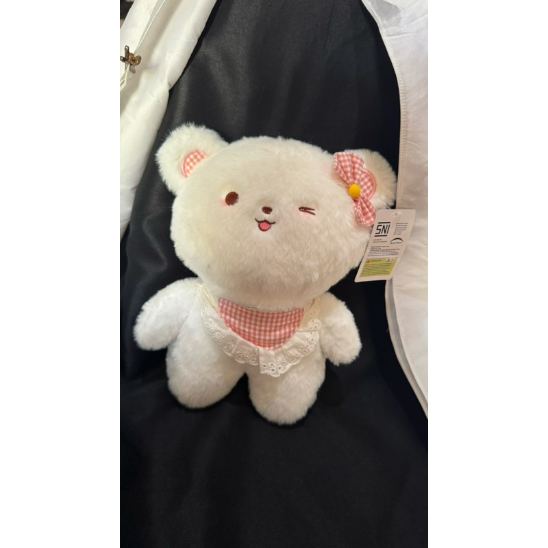 Boneka KKV / OH SOME / Boneka Capit / Boneka Beruang Putih Pita Pink