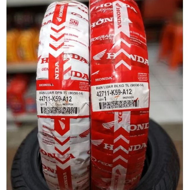 SEPASANG BAN ORIGINAL FEDERAL HONDA AHM K59 80/90-14 & 90/90-14 TUBLES BEAT VARIO (HARGA SATUAN)