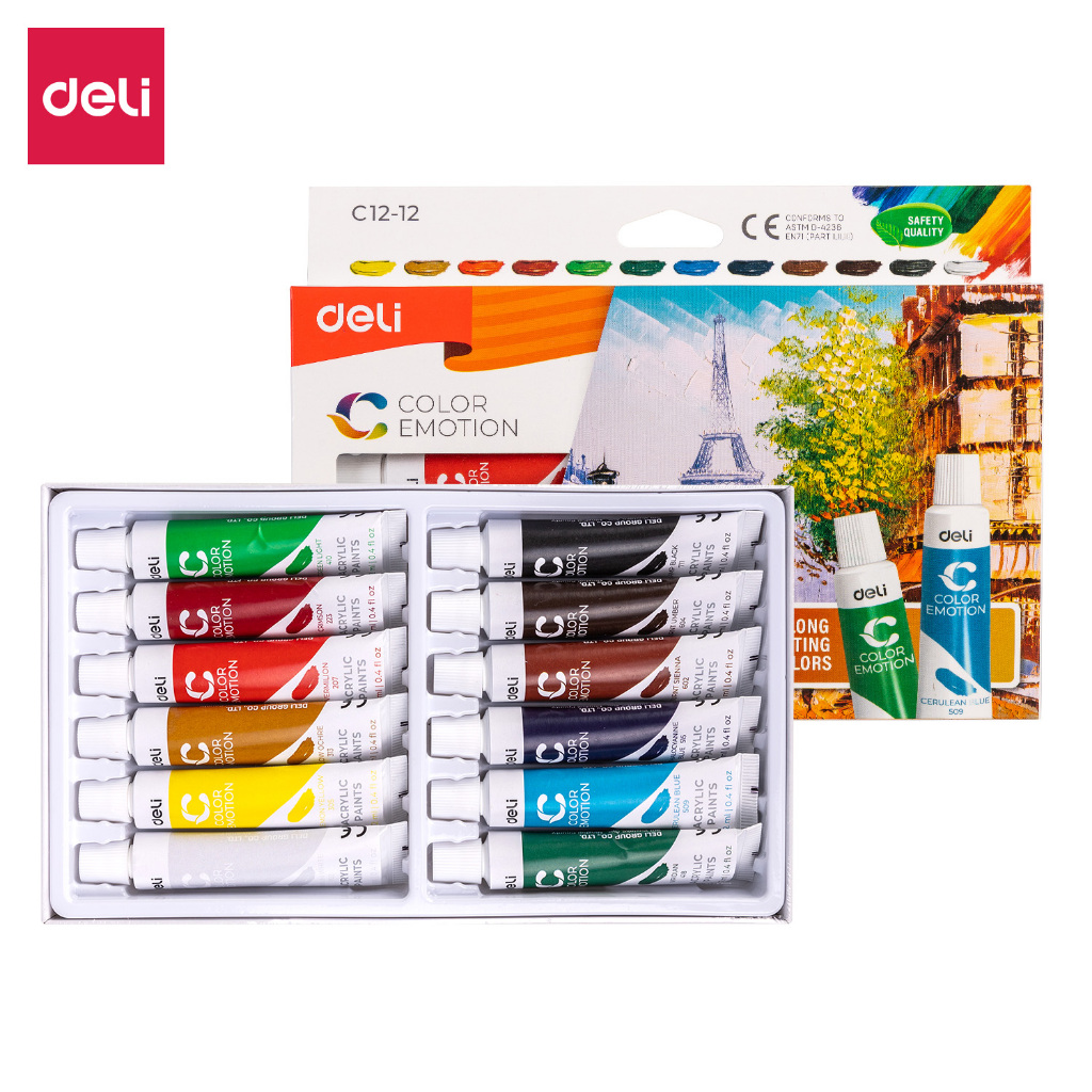 

Deli Acrylic Paint / Cat Akrilik 12 Warna, Kemasan 12ml C12-12