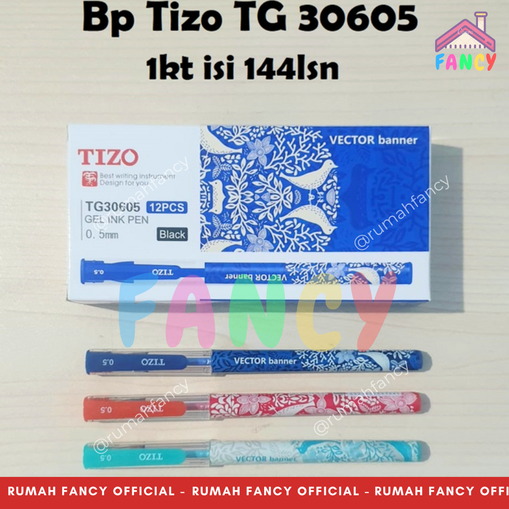 

[1 LUSIN / 12 PCS] Pulpen FANCY Gel TIZO 0.5mm Tinta HITAM Motif BirdLucu Ballpoint Gel buka tutup