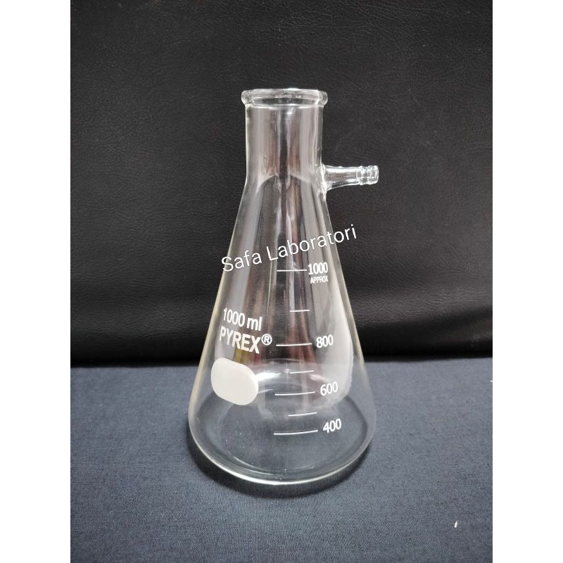 Filtering Flask 1000ml Pyrex/ Labu Hisap Pyrex / Erlenmeyer Pake Pipa Samping 1000ml Pyrex