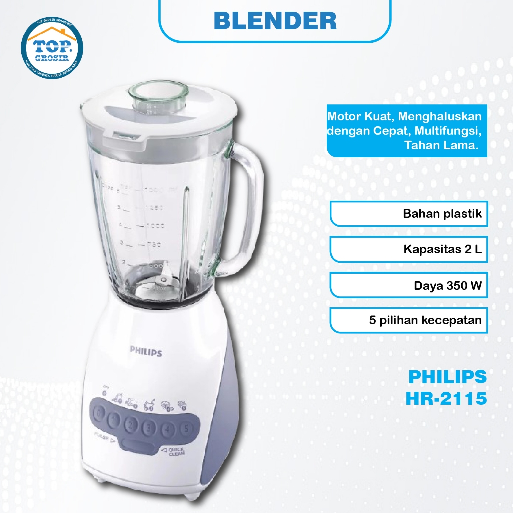 PHILIPS BLENDER PLASTIK HR 2115 PELUMAT [ 2 LITER ] 2 IN 1 / BLENDER PHILIPS KACA HR 2116 / BLENDER 
