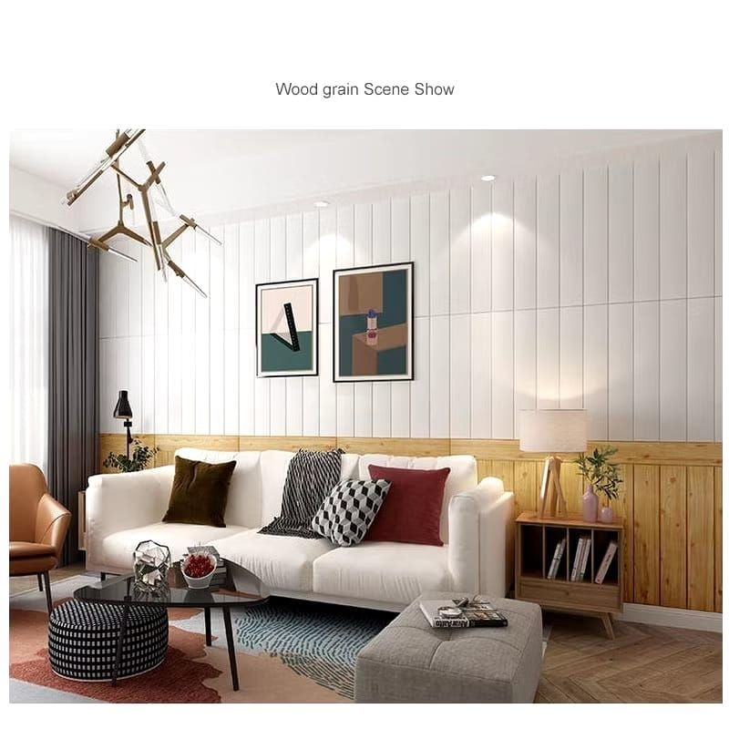 Wallpaper dinding 3d motif kayu wood foam Dekorasi Kamar murah
