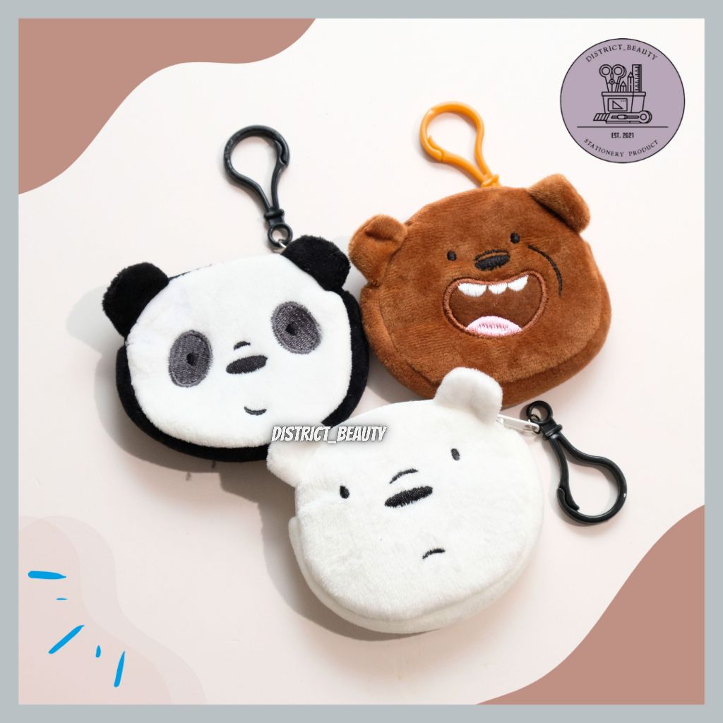 DOMPET KOIN WE BARE BEAR BERUANG PANDA POUCH KOIN GANTUNGAN KUNCI DOMPET KOIN WBB POUCH KOIN PANDA B