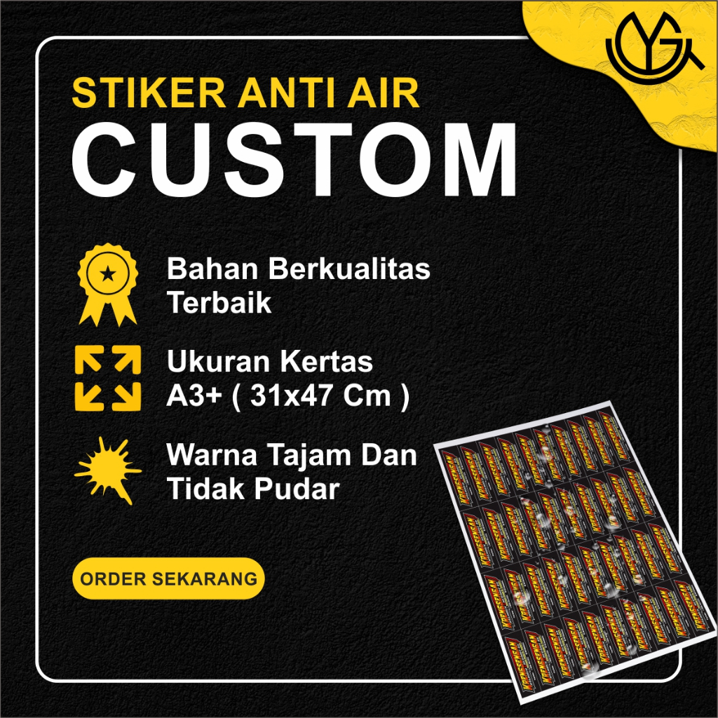 

Cetak stiker custom cetak stiker anti air cetak stiker logo cetak stiker cetak stiker label cetak stiker A3 stiker anti air stiker cetak stiker custom desain