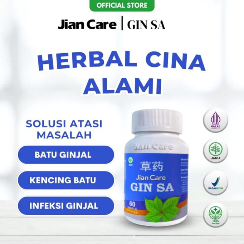 

Jian Care GIN SA Herbal Cina Alami Atasi Masalah Infeksi Ginjal ,Kencing Batu & Memecahkan Batu Ginjal Resmi BPOM