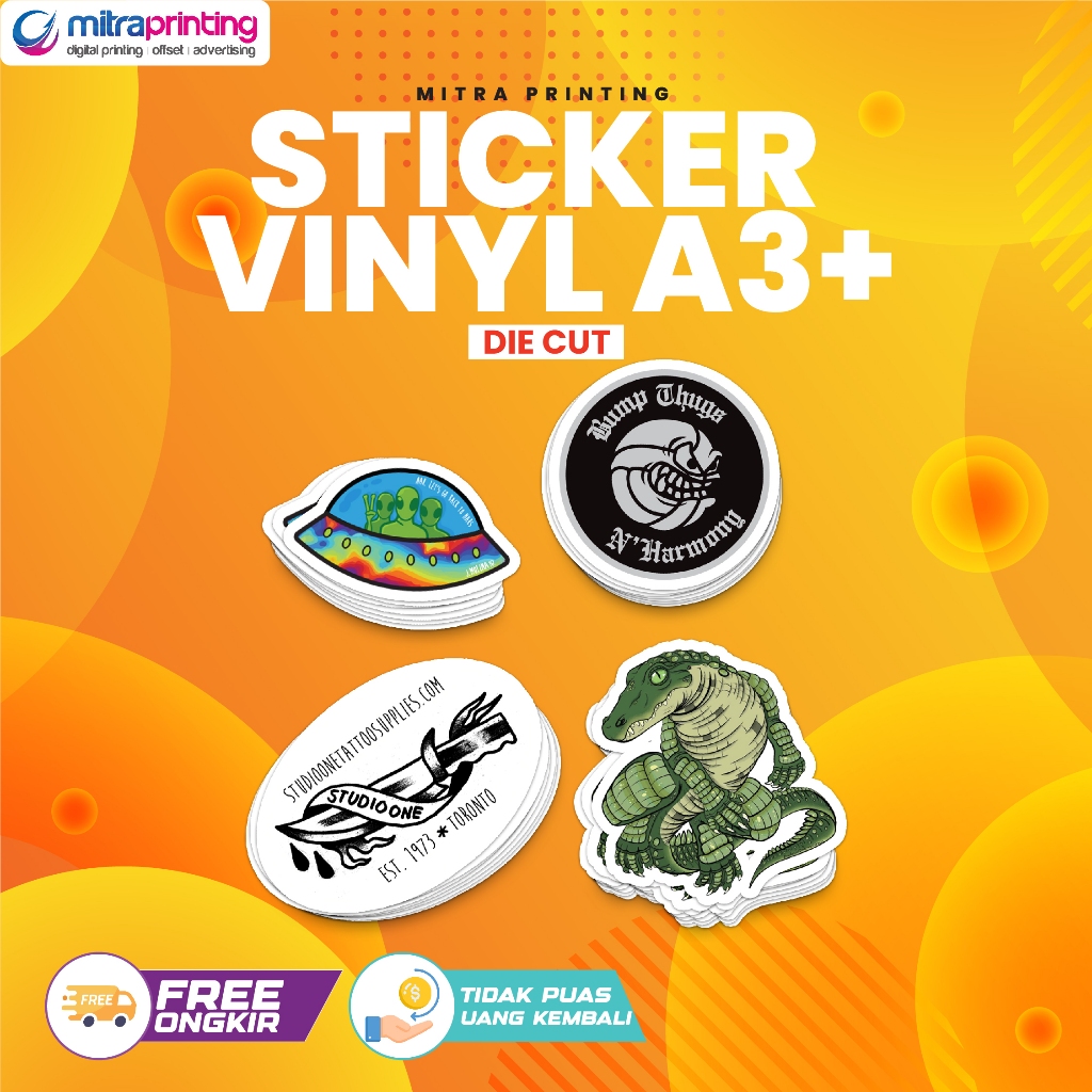 Cetak Sticker Vinyl A3+ Die Cutting / Sticker Vinyl Glossy / Sticker Vinyl Doff