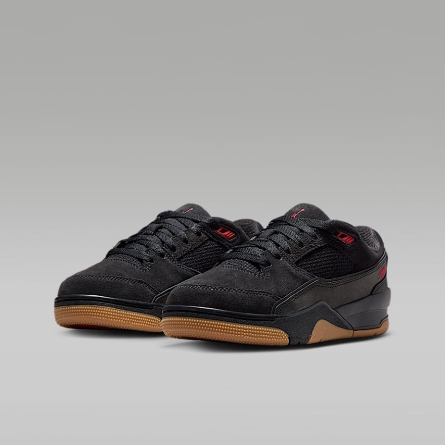 Sepatu Sneakers Anak Jordan Flight Court (GS) Black Gum Varsity Red HF3333-001