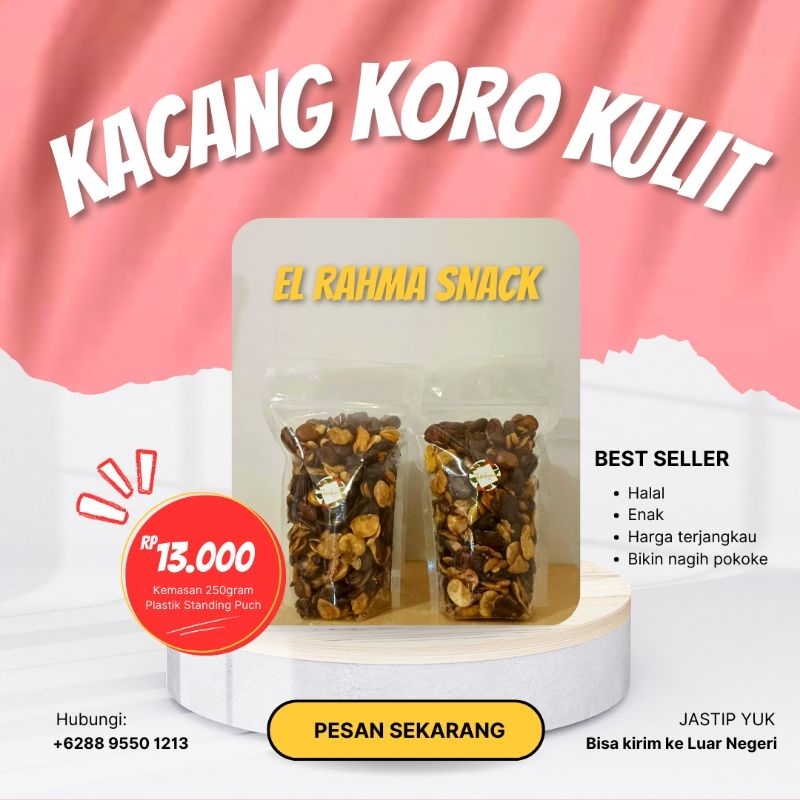 

(ANEKA CEMILAN) KACANG KORO KULIT KEMASAN 250GRAM, ASIN GURIH BIKIN KETAGIHAN HARGA MURAH