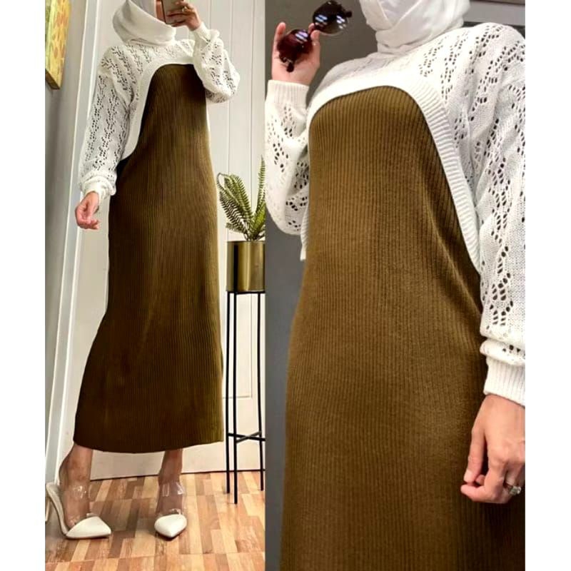 One Set Rajut Kekinian Baju Wanita Setelan Inner+Outer Yura Balon