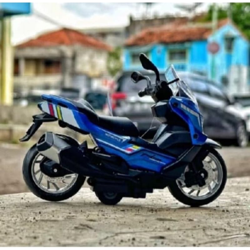 Mainan anak diecast motor matik nmax body metal keren miniatur replika motor nmax pullback