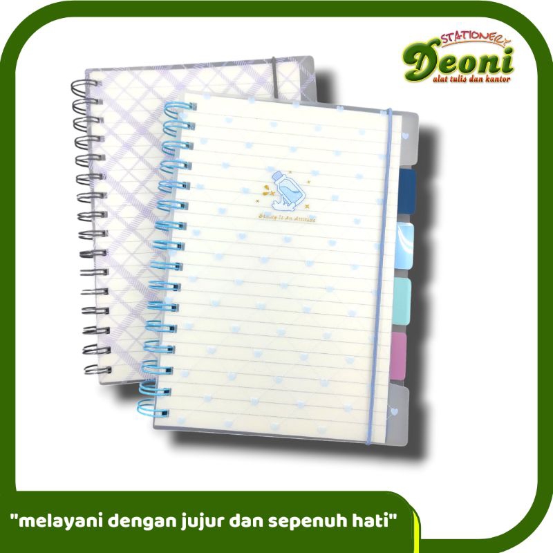 

Binder Ring / Buku Spiral A5 Grey Biru Pink Hijau 3403