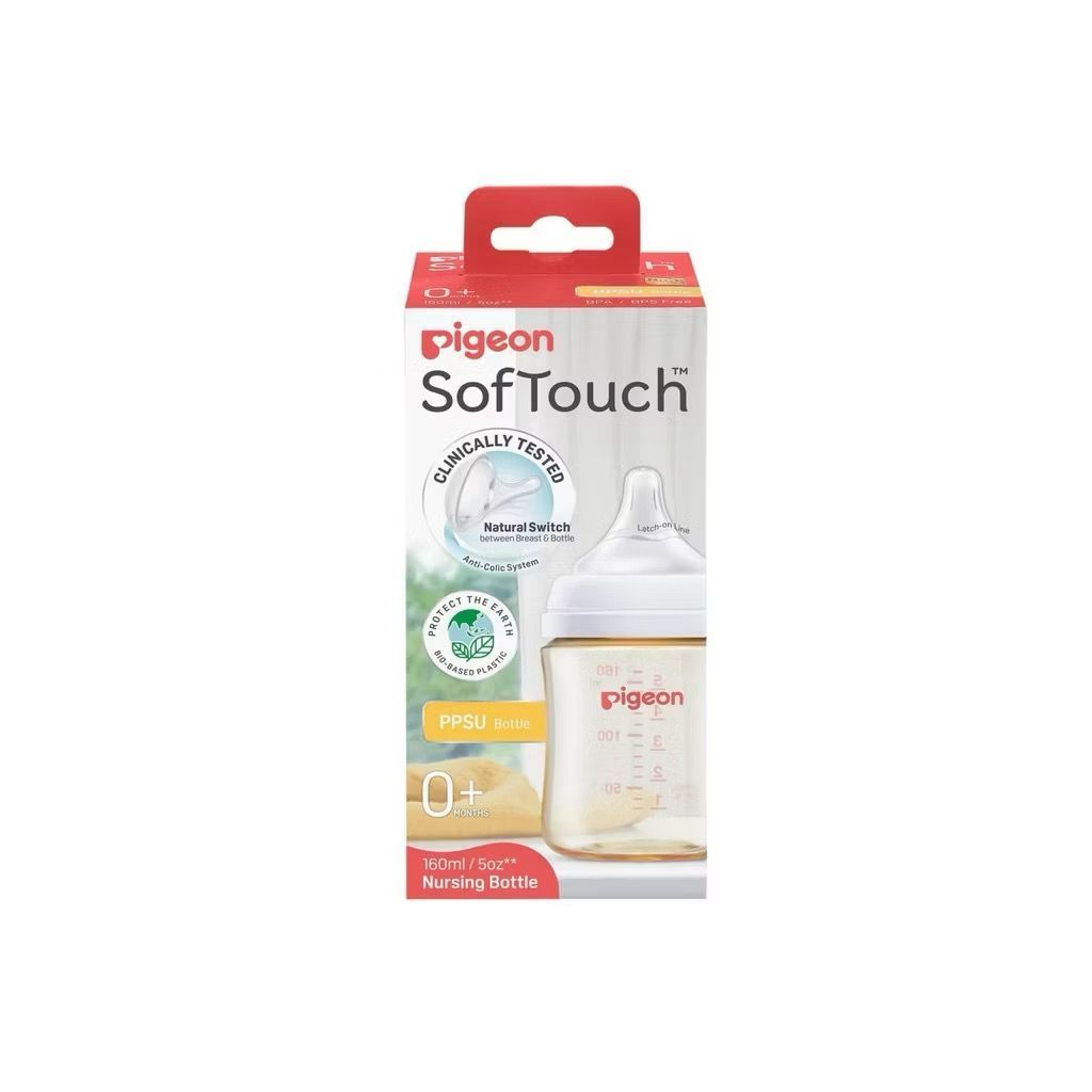Pigeon SofTouch™ PPSU BPP Nursing Bottle Wide Neck (160/240ml) - Botol Susu Anak Bayi PPSU Bahan Kac