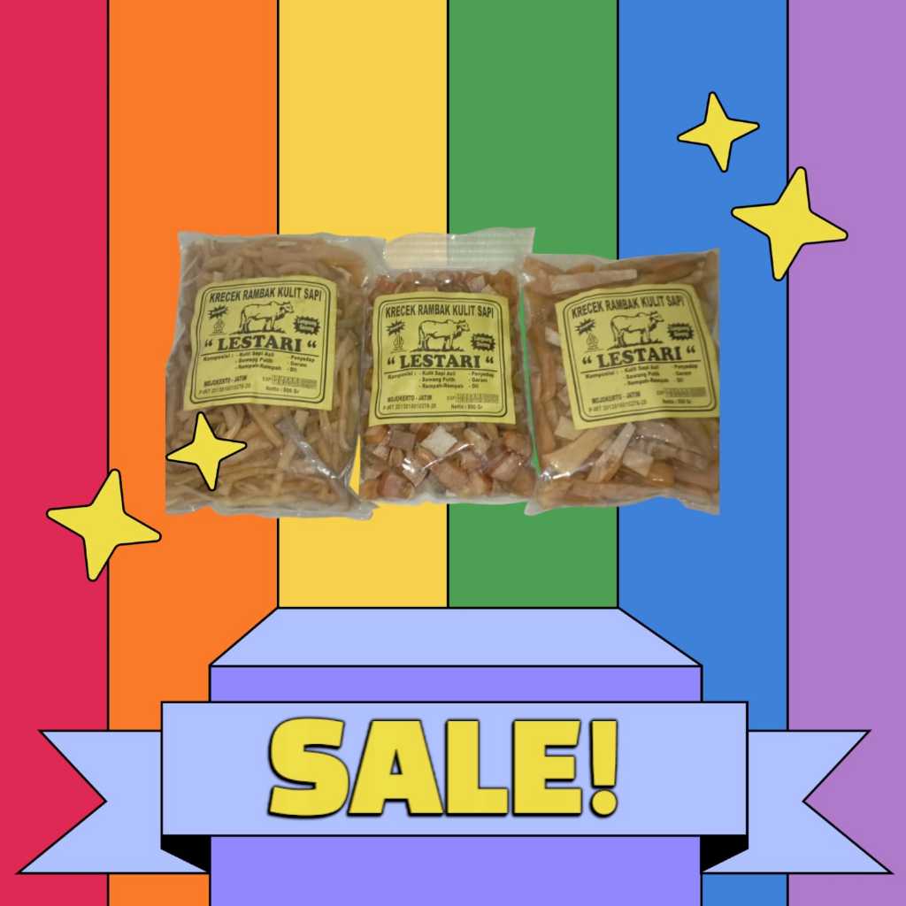 

krupukkulit sapi asli krecek rambak kulit sapi/krecek rambak lestari /krupuk rambak mentah siap goreng 1kg all varian