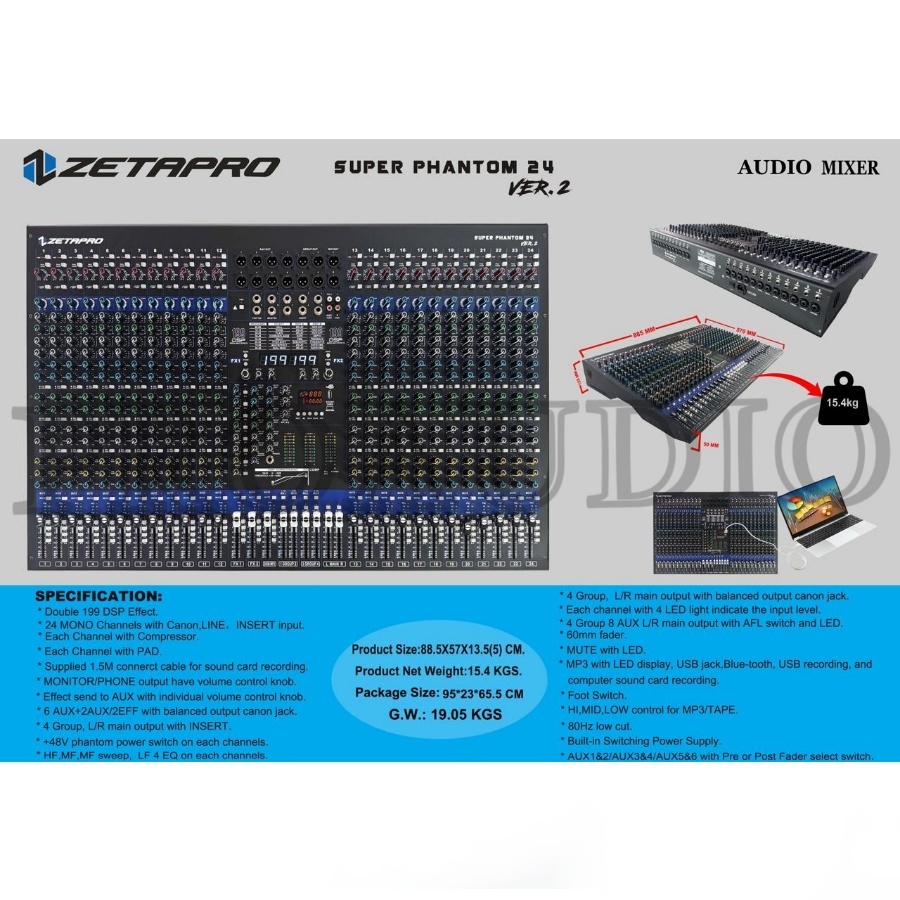 MIXER AUDIO ZETAPRO 24 CHANNEL SUPER PHANTOM 24 VER.2 / SUPER PHANTOM 24 VER 2 / SUPER PHANTOM 24 VE