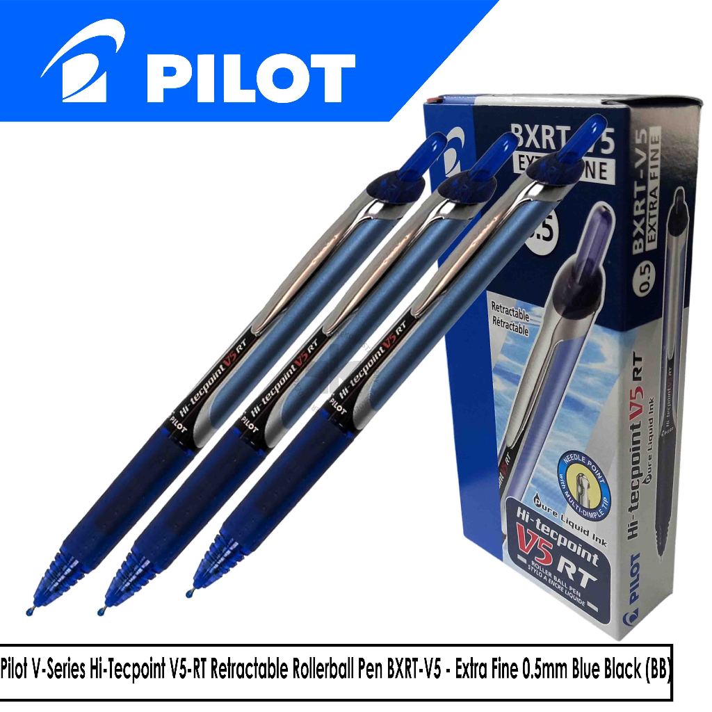 

Pilot V-Series Hi-Tecpoint V5-RT Retractable Rollerball Pen BXRT-V5 - Extra Fine 0.5mm Blue Black (BB)