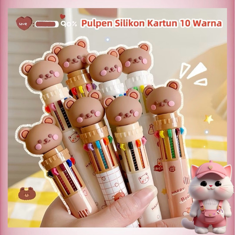 

N234 ( 10 Warna ) Bolpoin Karakter Beruang Lucu / Bulpen Karakter Teddy 10 Warna / Pulpen Mekanik Motif Teddy Bear / Pen Sekolah Lucu