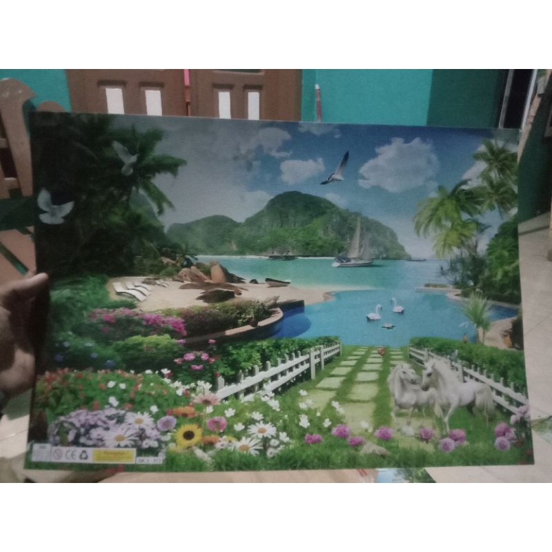 Kaligrafi Costum Gambar Pemandangan