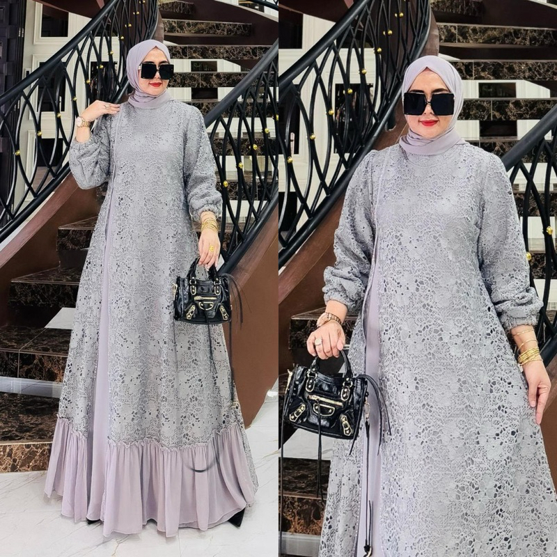 adiba dress allsize & jumbo free pasmina ori by st asopuroh /gamisjumbo/gamisld130/gamisld140/gamism