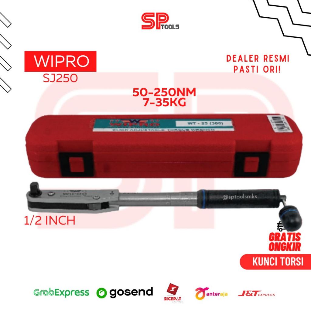 KUNCI MOMENT / KUNCI TORSI TORSIMETER / KUNCI MOMEN TORQUE WRENCH RATCHET RACHET 1/2" WIPRO 50-250NM