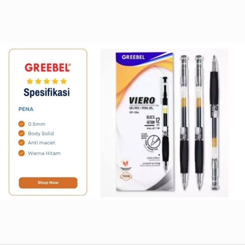

Pulpen Pena Greebel Viero 0.5mm Hitam Isi 12 Pcs/Kotak