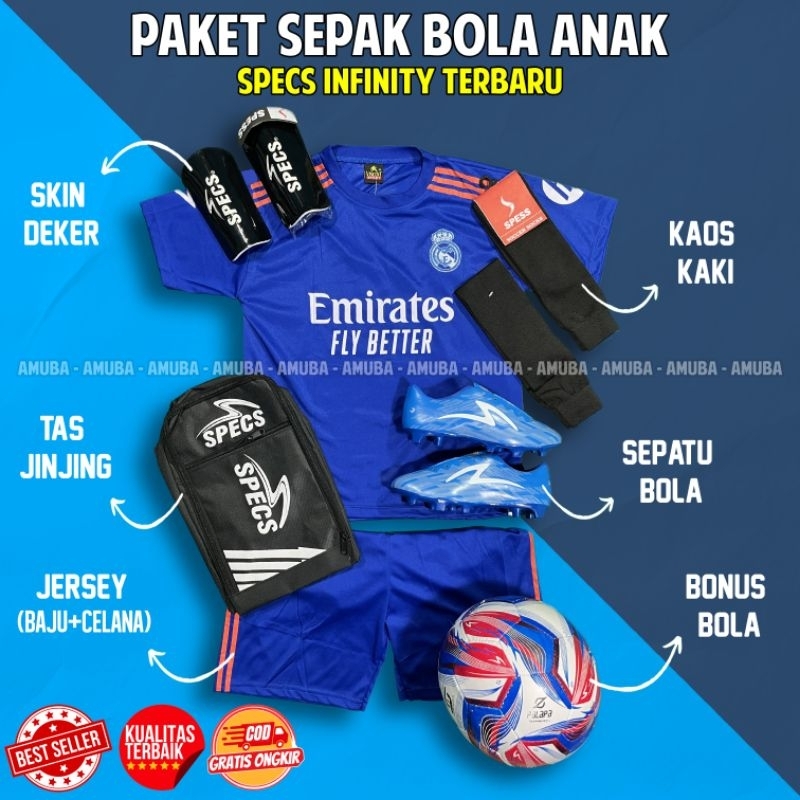 Promo Sepatu Bola Anak Specs Infinity Lengkap Paket Komplit Sepatu Sepak Bola Anak Specs Terbaru